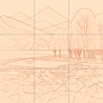 Sepia sketch with grid