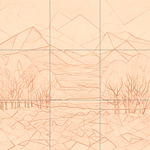 Sepia sketch with grid