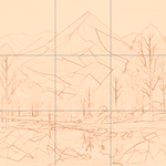 Sepia sketch with grid