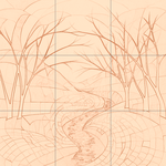 Sepia sketch with grid