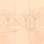 Sepia sketch with grid