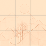 Sepia sketch with grid