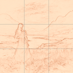 Sepia sketch with grid