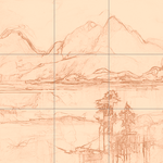 Sepia sketch with grid