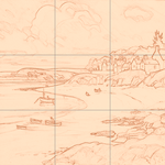 Sepia sketch with grid