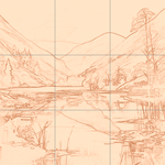 Sepia sketch with grid