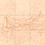 Sepia sketch with grid