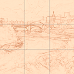 Sepia sketch with grid