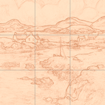 Sepia sketch with grid