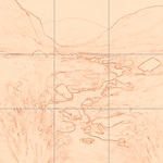 Sepia sketch with grid