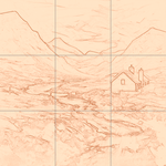 Sepia sketch with grid