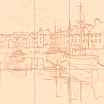 Sepia sketch with grid