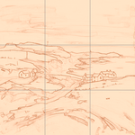 Sepia sketch with grid