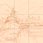 Sepia sketch with grid