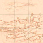 Sepia sketch with grid