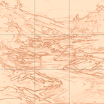 Sepia sketch with grid