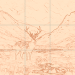 Sepia sketch with grid