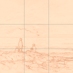 Sepia sketch with grid