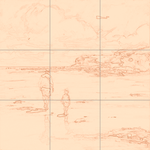 Sepia sketch with grid