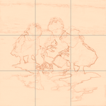 Sepia sketch with grid