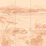 Sepia sketch with grid