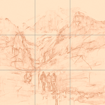 Sepia sketch with grid