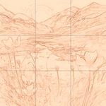 Sepia sketch with grid