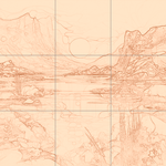 Sepia sketch with grid