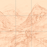 Sepia sketch with grid