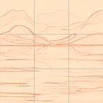 Sepia sketch with grid