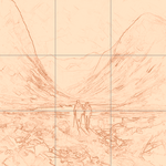 Sepia sketch with grid