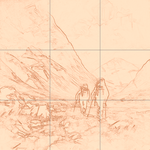 Sepia sketch with grid