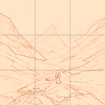 Sepia sketch with grid