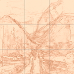 Sepia sketch with grid