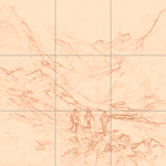 Sepia sketch with grid