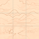 Sepia sketch with grid