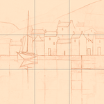 Sepia sketch with grid