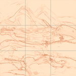 Sepia sketch with grid