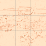 Sepia sketch with grid