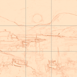 Sepia sketch with grid