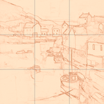 Sepia sketch with grid