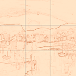 Sepia sketch with grid