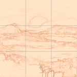 Sepia sketch with grid