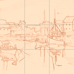 Sepia sketch with grid