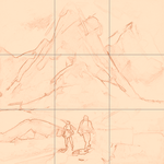 Sepia sketch with grid