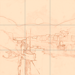 Sepia sketch with grid