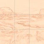 Sepia sketch with grid