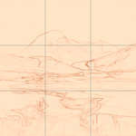 Sepia sketch with grid