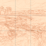 Sepia sketch with grid