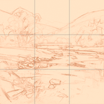 Sepia sketch with grid